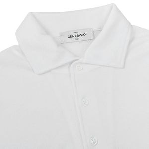 Gran Sasso White Fresh Cotton Mesh Polo Shirt Collar