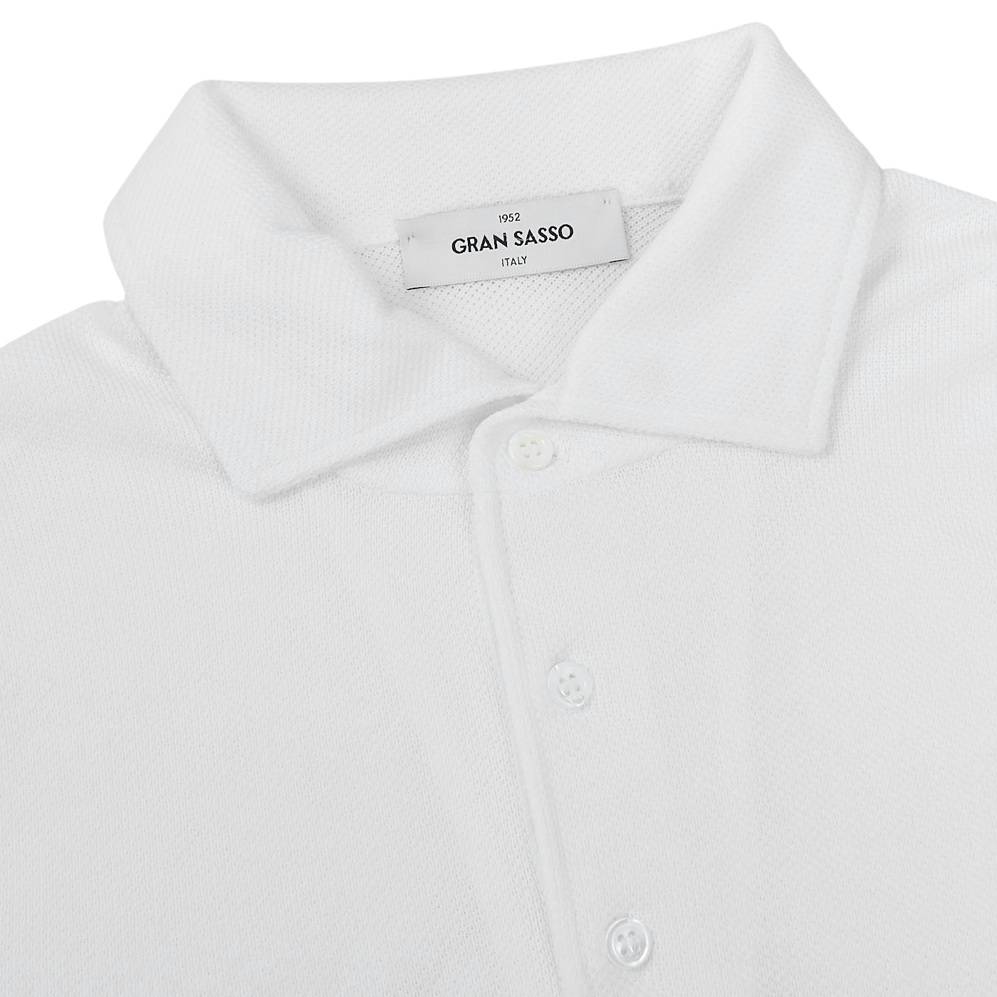 Gran Sasso White Fresh Cotton Mesh Polo Shirt Collar