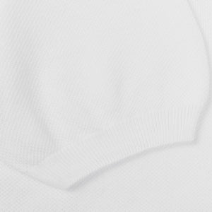 Gran Sasso White Fresh Cotton Mesh Polo Shirt Cuff
