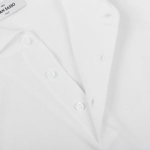 Gran Sasso White Fresh Cotton Mesh Polo Shirt Open
