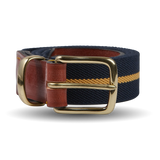 Hardy & Parsons Navy Striped Canvas Cognac Leather 35mm Belt Feature