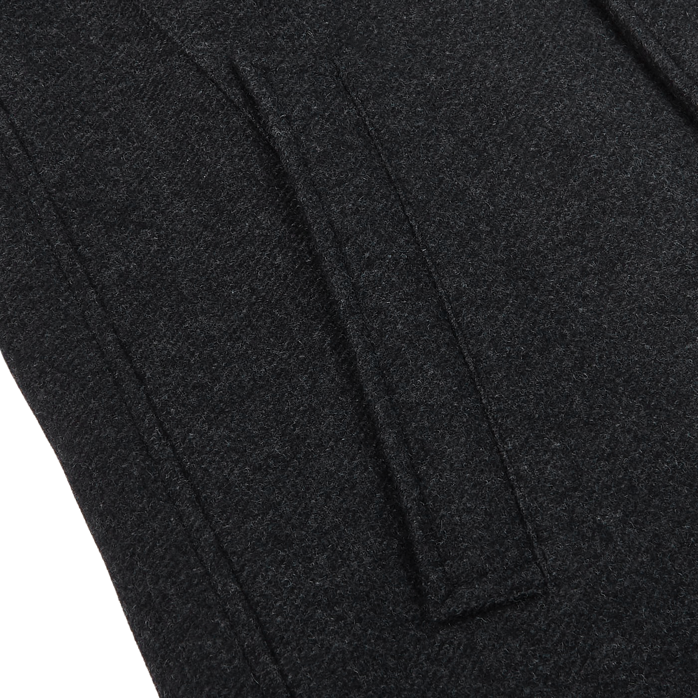 Herno Charcoal Grey Diagonal Wool Fur Car Coat Pocket