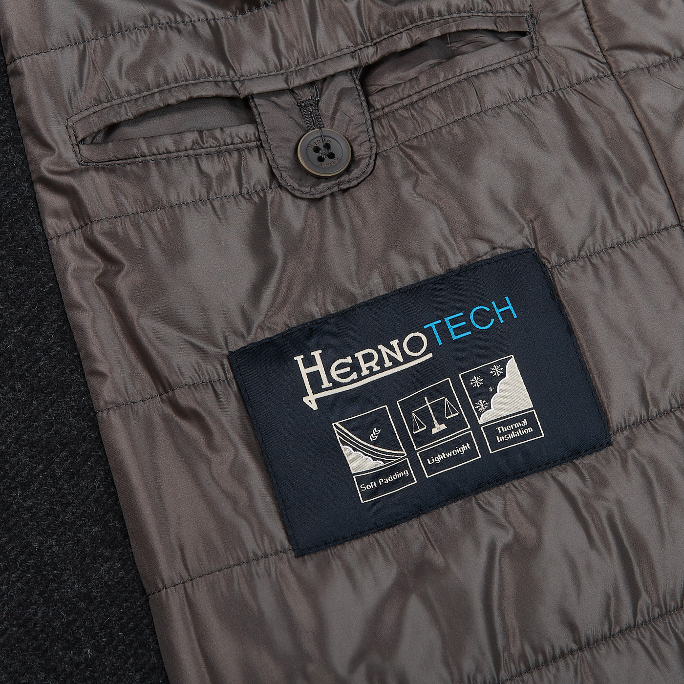 Herno Charcoal Grey Diagonal Wool Fur Car Coat Tag