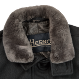 Herno Charcoal Wool Twill Beaver Collar Jacket Collar