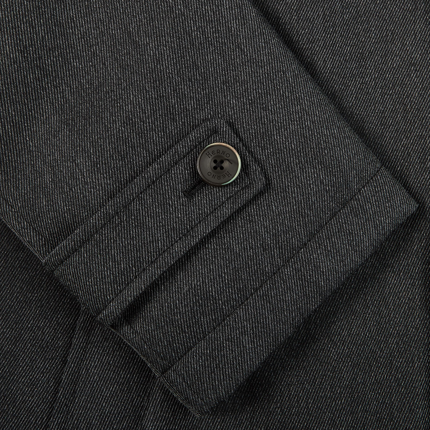 Herno Charcoal Wool Twill Beaver Collar Jacket Cuff