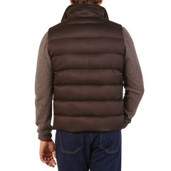 Herno Dark Brown Technical Nylon Polar Tech Gilet Back