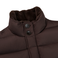 Herno Dark Brown Technical Nylon Polar Tech Gilet Collar