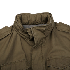 Herno Green Washed Cotton Field Jacket Collar