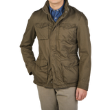 Herno Green Washed Cotton Field Jacket Front