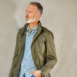Herno Green Washed Cotton Field Jacket Model