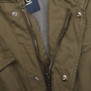 Herno Green Washed Cotton Field Jacket Open