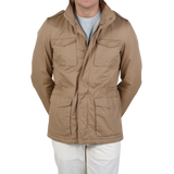 Herno Khaki Washed Cotton Field Jacket Front1
