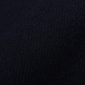 Herno Navy Diagonal Wool Fur Car Coat Fabric