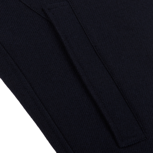 Herno Navy Diagonal Wool Fur Car Coat Pocket