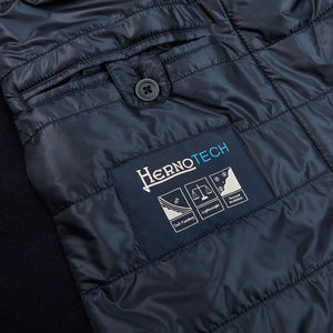 Herno Navy Diagonal Wool Fur Car Coat Tag