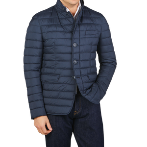 Herno Navy Legend Technical Padded Jacket Front