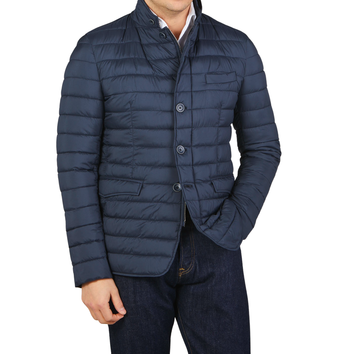 Herno Navy Legend Technical Padded Jacket Front