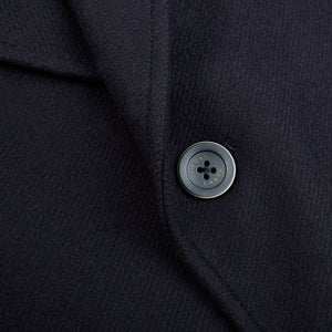 Herno Navy Wool Down Padded Coat Button