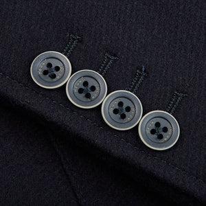 Herno Navy Wool Down Padded Coat Cuff Button