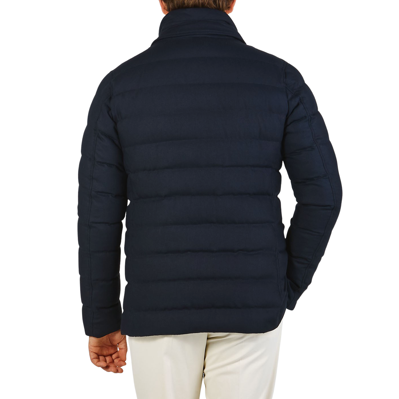 Herno Navy Wool Norfolk Down Padded Blazer Jacket Back
