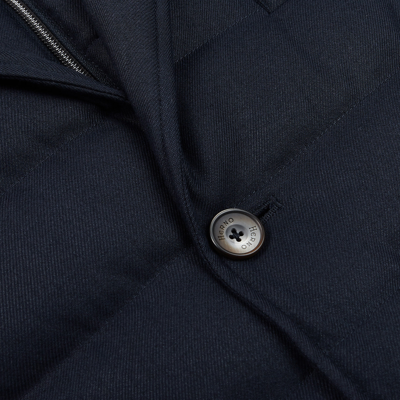 Herno Navy Wool Norfolk Down Padded Blazer Jacket Button