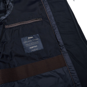 Herno Navy Wool Norfolk Down Padded Blazer Jacket Inside