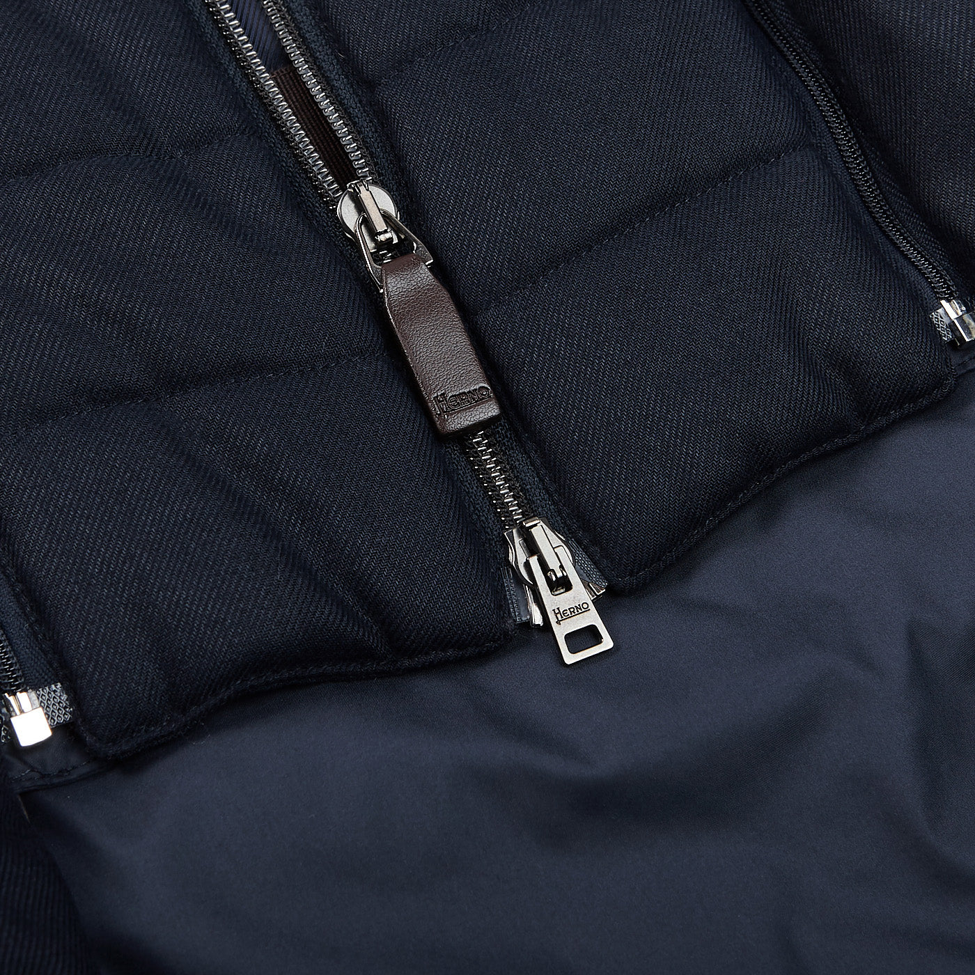 Herno Navy Wool Norfolk Down Padded Blazer Jacket Zipper
