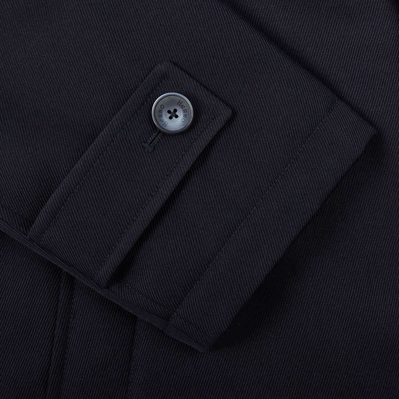 Herno Navy Wool Twill Beaver Collar Jacket Cuff