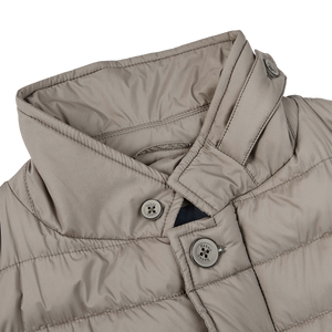 Herno Taupe Grey Legend Technical Down Jacket Collar