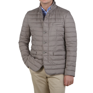 Herno Taupe Grey Legend Technical Down Jacket Front