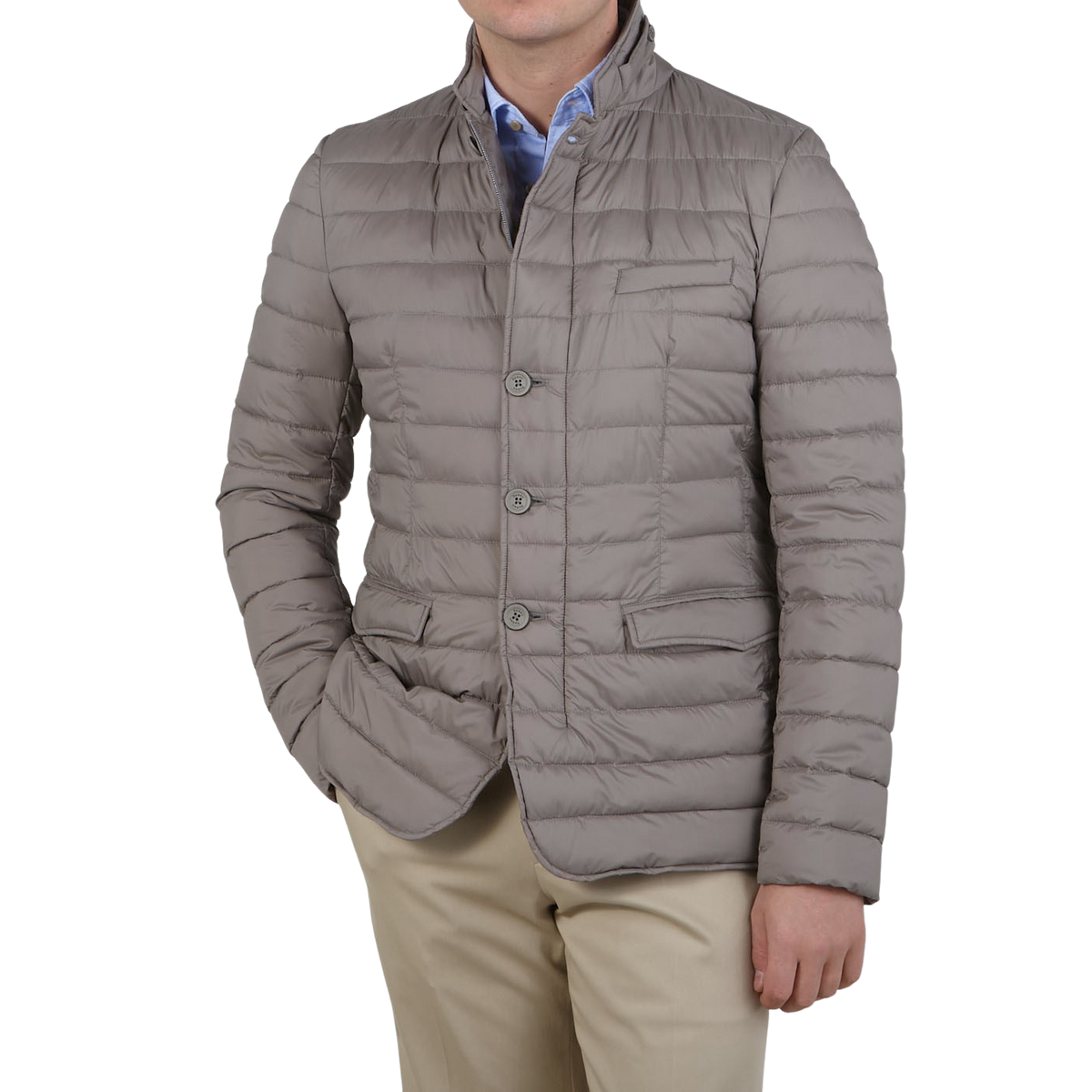 Herno Taupe Grey Legend Technical Down Jacket Front