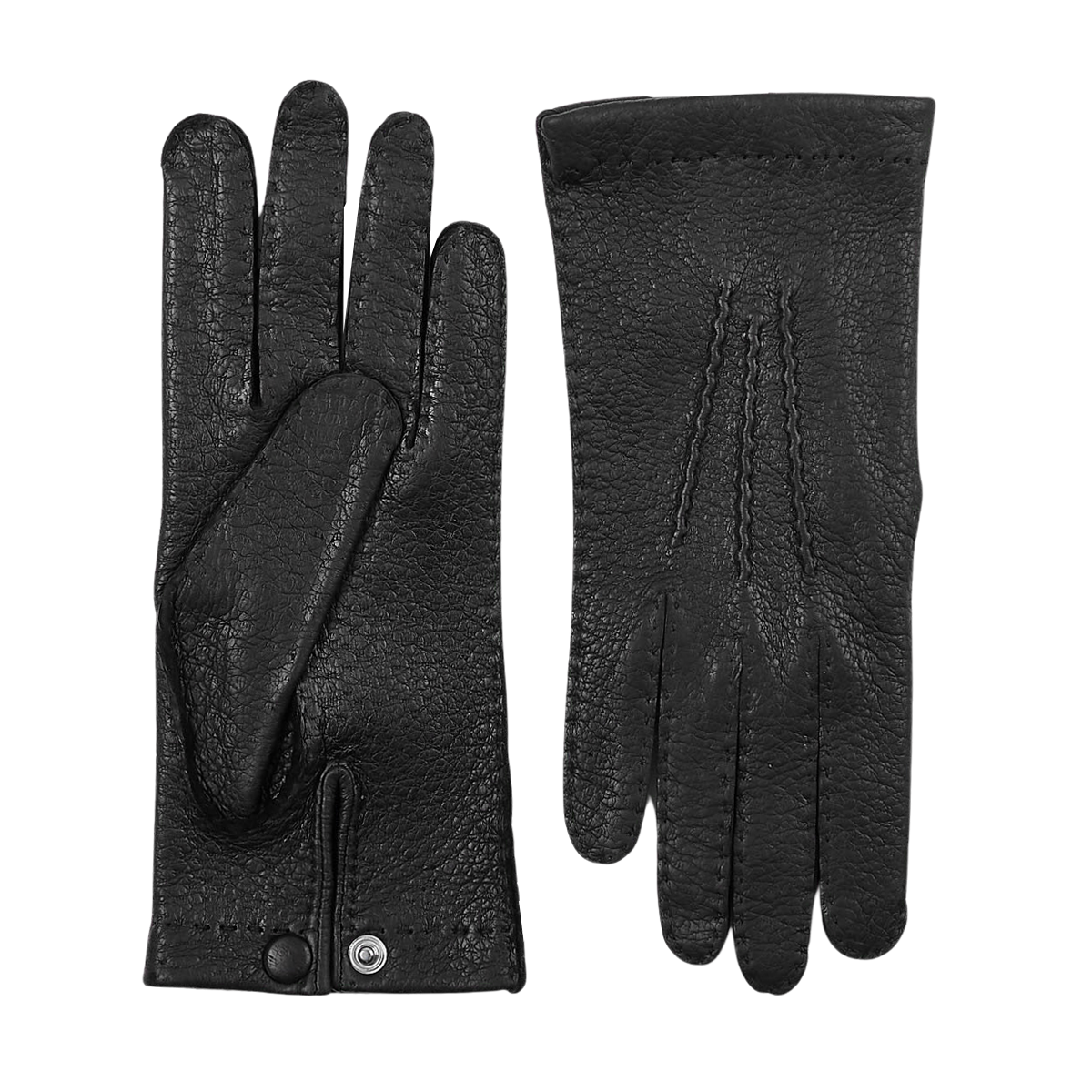 Hestra Black Peccary Unlined Palm Button Gloves Open (kopia)