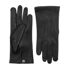 Hestra Black Peccary Unlined Palm Button Gloves Open (kopia)