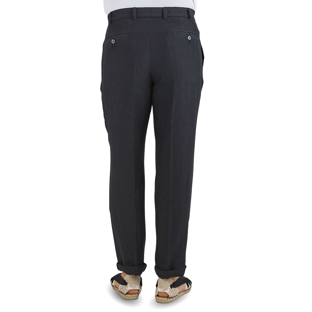 Hiltl Black Washed Linen Regular Fit Chinos Back