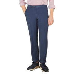 Hiltl Blue Washed Linen Regular Fit Chinos Front