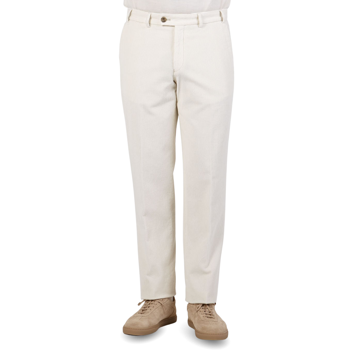 Hiltl Cream White Cotton Corduroy Regular Fit Chinos Front