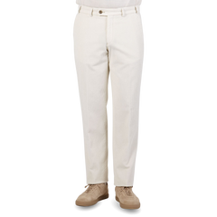 Hiltl Cream White Cotton Corduroy Regular Fit Chinos Front