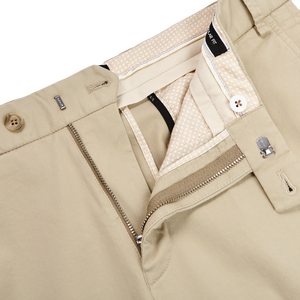 Hiltl Khaki Cotton Stretch Regular Chinos Zipper New