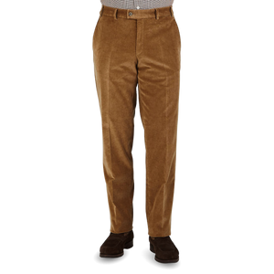 Hiltl Light Brown Cotton Corduroy Regular Fit Chinos Front