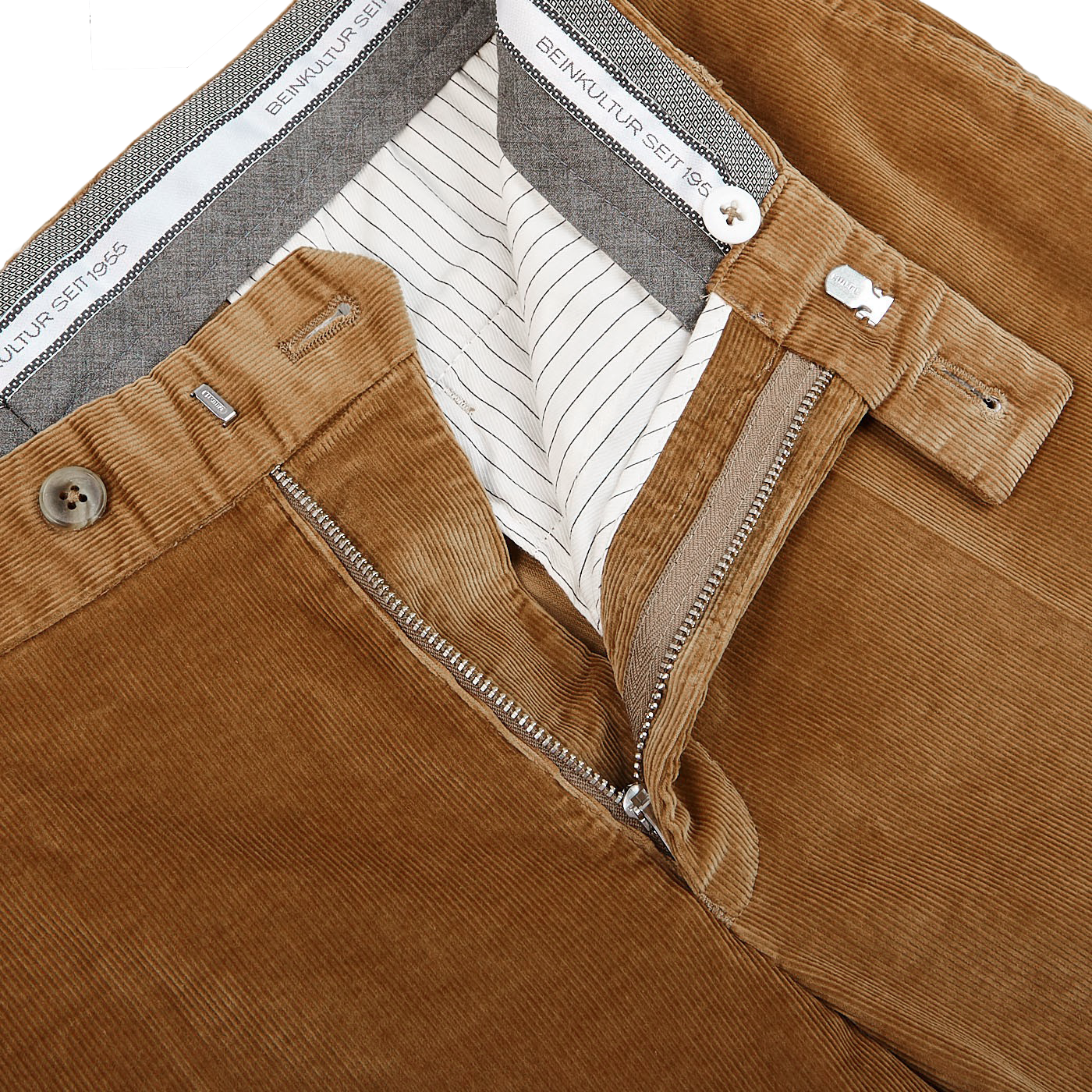 Hiltl Light Brown Cotton Corduroy Regular Fit Chinos Zipper