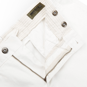Incotex Off-White Cotton Stretch Slacks Chinos Zipper