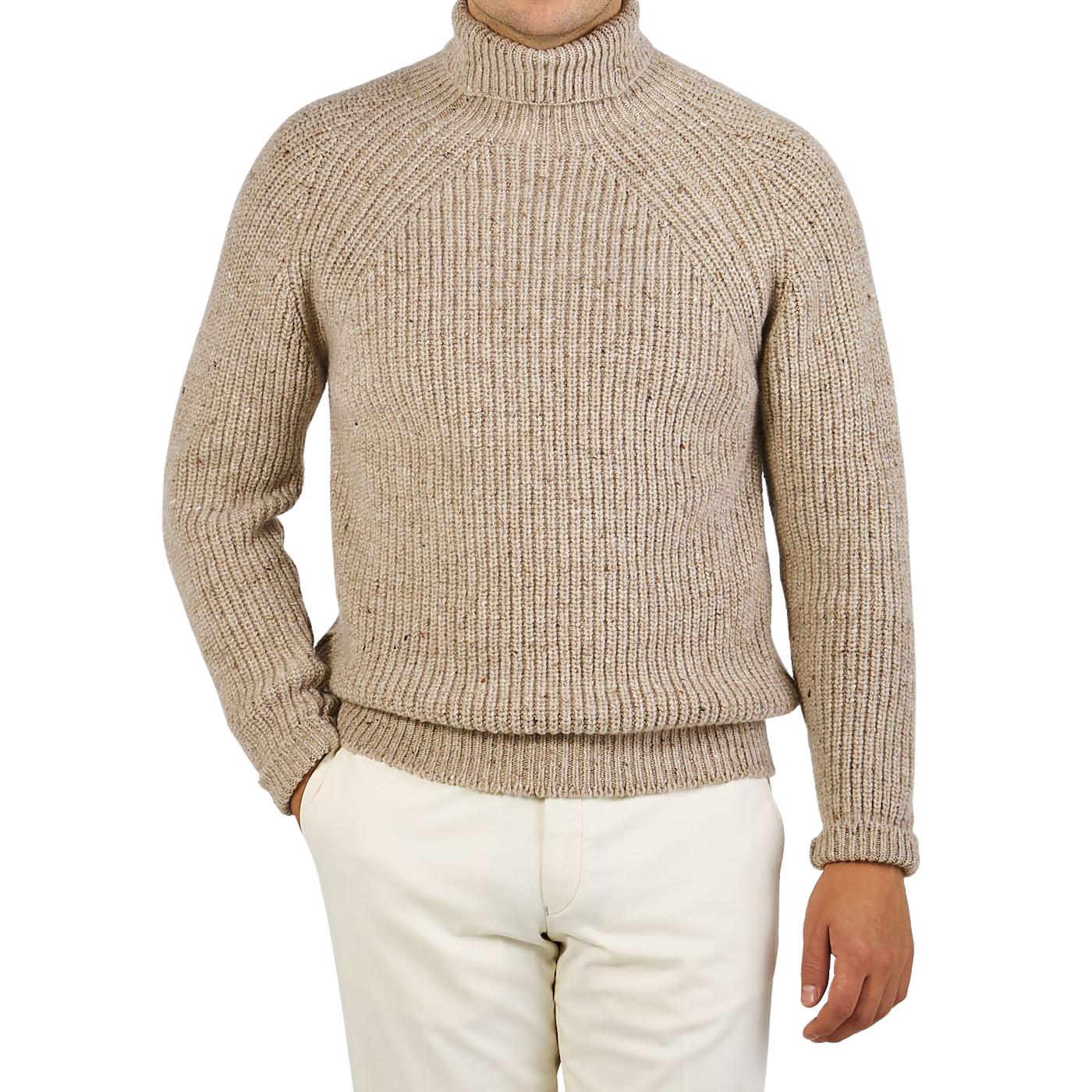 Inis Meain | Beige Melange Wool Cashmere Boatbuilder Rollneck