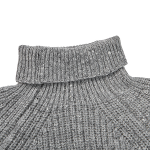 Inis Meáin Grey-Beige Wool Cashmere Chunky Rollneck Collar