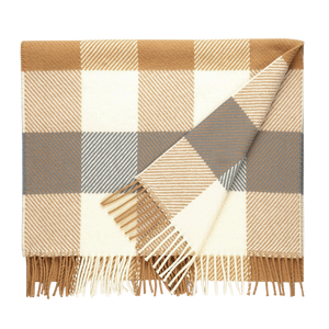Johnstons of Elgin Camel Ecru Natural Wool Cashmere Scarf Feature1