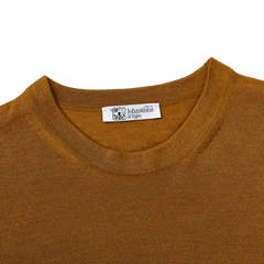 Johnstons of Elgin Mustard Yellow Cashmere Silk Crew Neck Collar