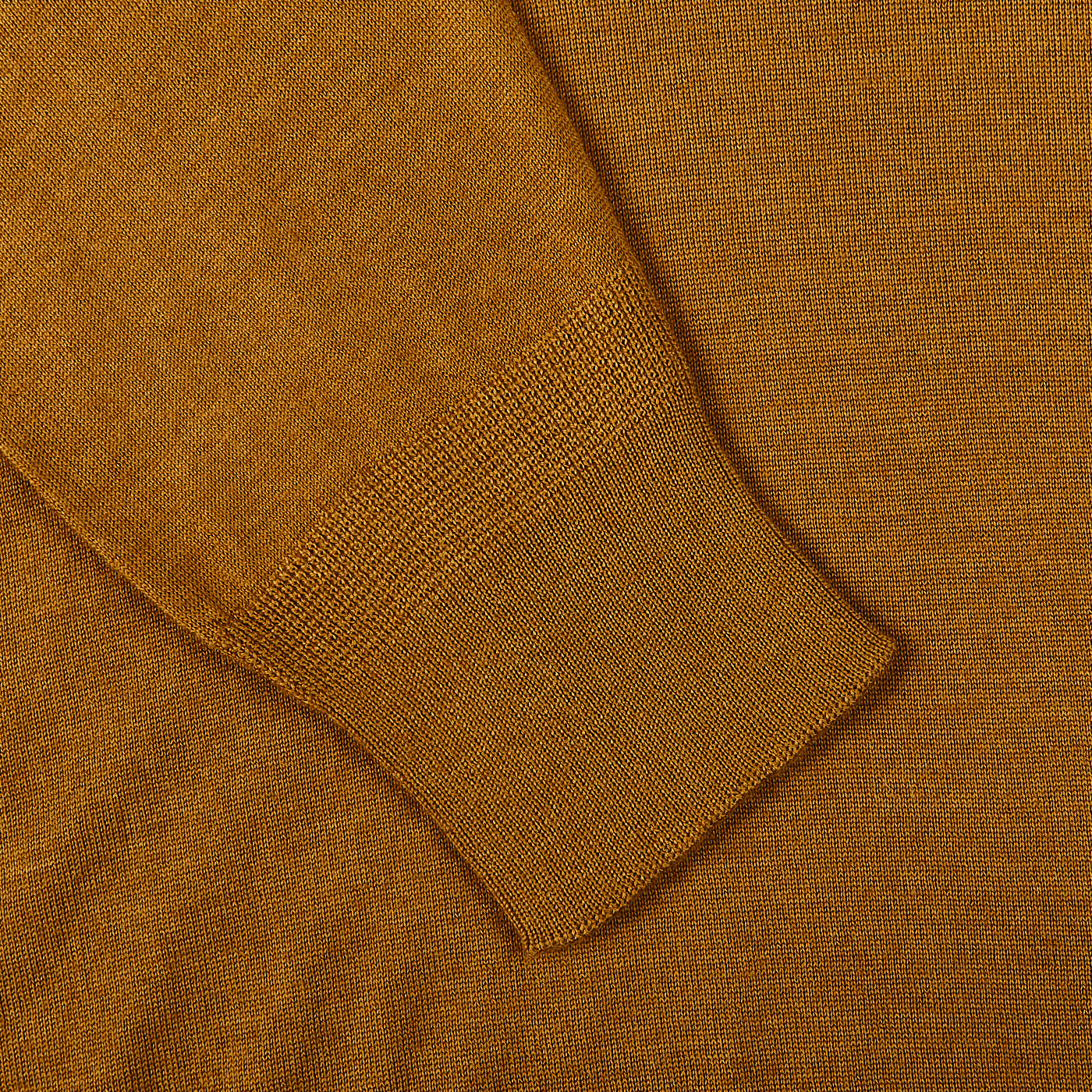 Johnstons of Elgin Mustard Yellow Cashmere Silk Crew Neck Cuff