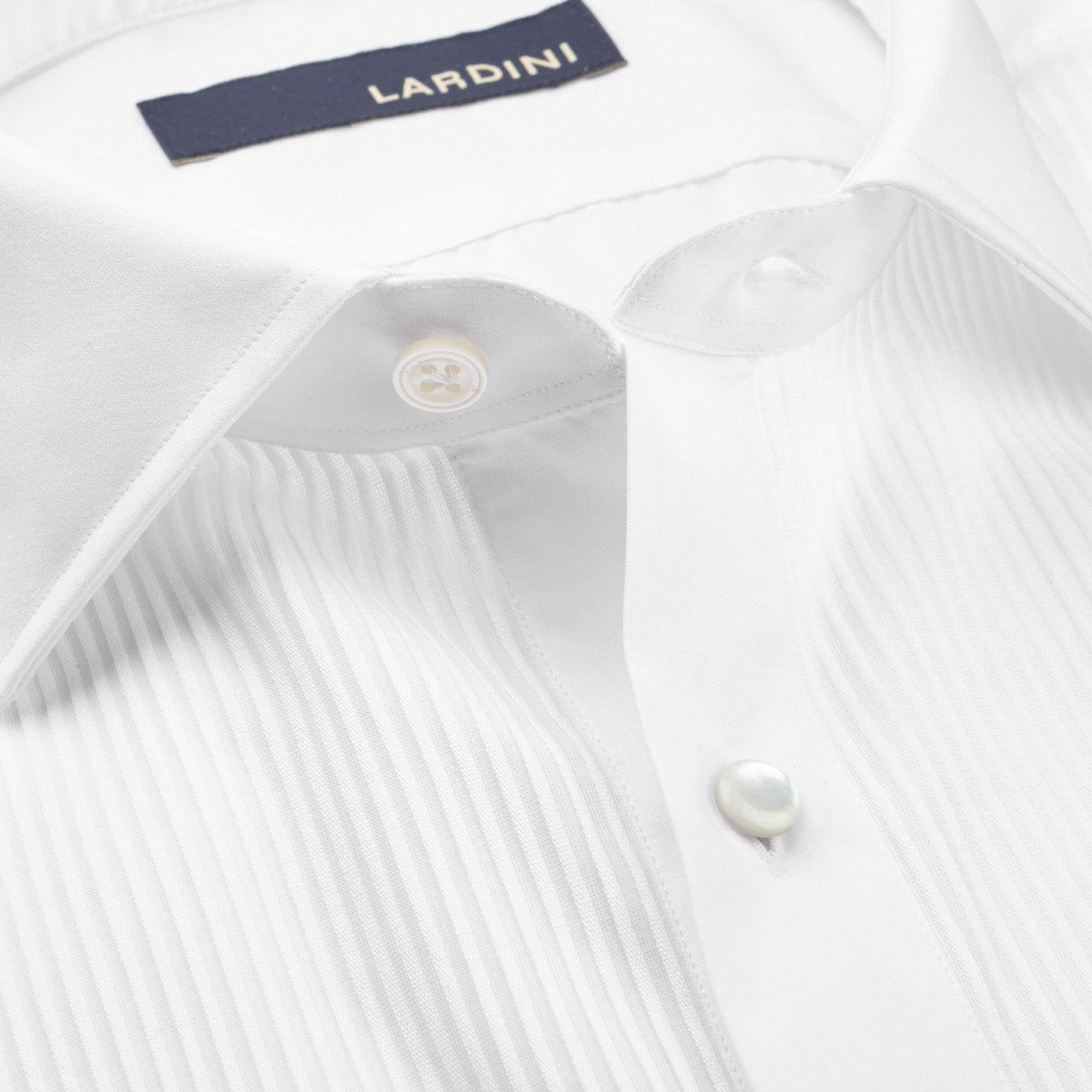 Lardini White Cotton Double Cuff Eveningwear Shirt Open