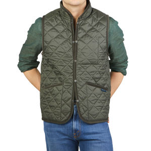 Lavenham Olive Green Mickfield Technical Gilet Front
