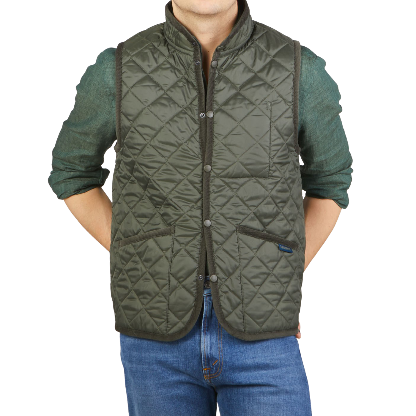 Lavenham Olive Green Mickfield Technical Gilet Front