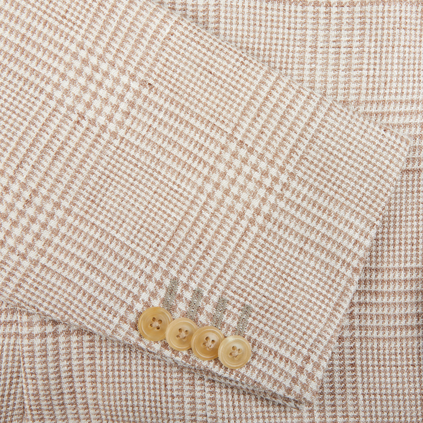 Luigi Bianchi Cream Beige Checked Linen Wool Blazer Cuff